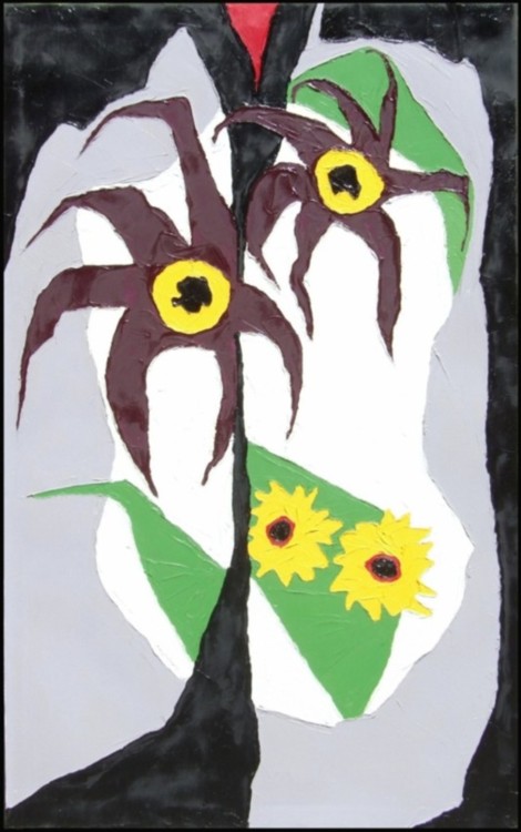 PURPLE FLOWERS 48X30